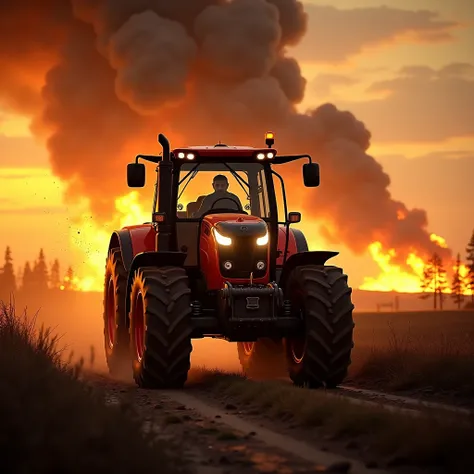 Farming simulator 2025 world on fire with a tractor