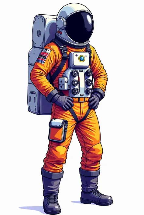 Man in astronaut clothing colorful drawing.  white background