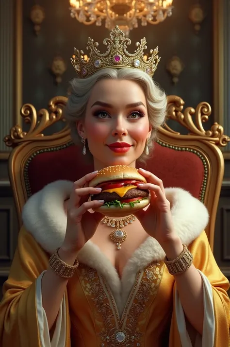 A queen who eats a hamburger 