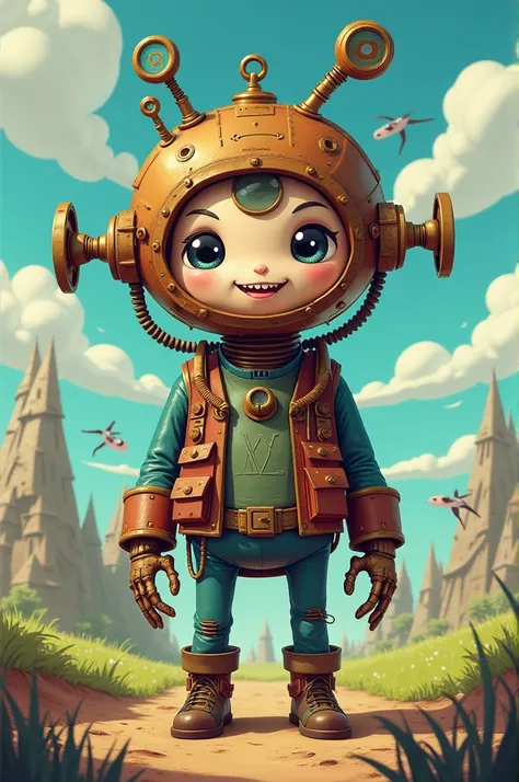 Create a steampunk character in the adventure time style