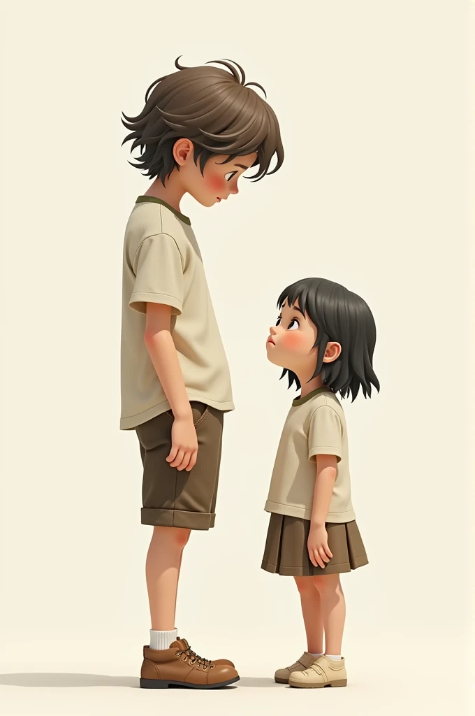 Boy with long hair from 1. 60cm and girl with short hair of 1.30cm 