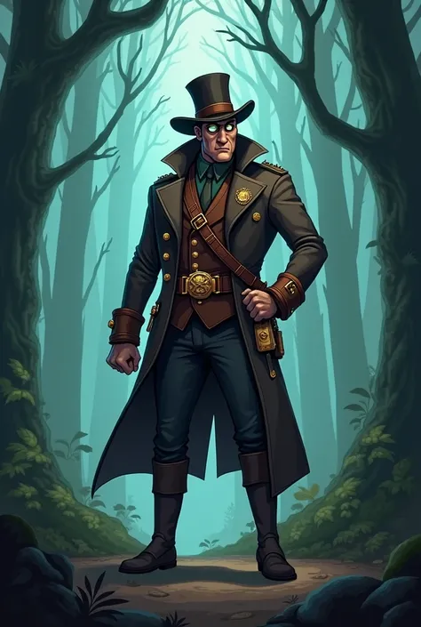 Crie um personagem no estilo de gravity Falls,A steampunk monster hunter,mais tem q ser no estilo de gravity Falls porra