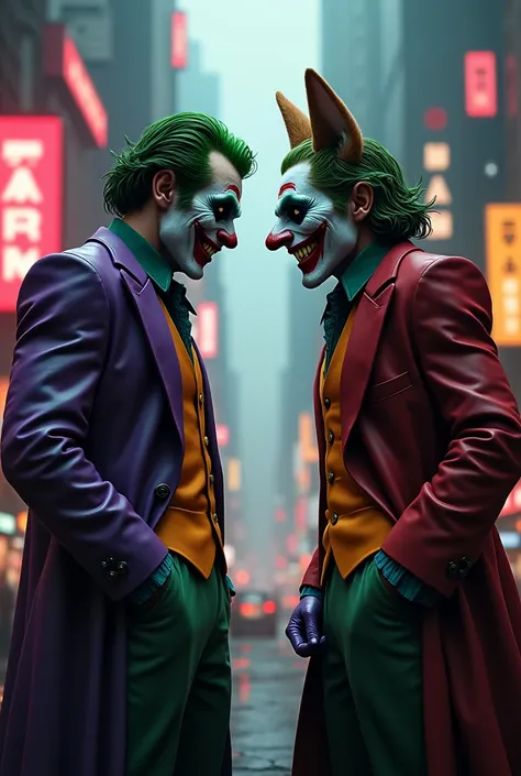 Marvel joker vs fox face off Jokers hand in his pocket 