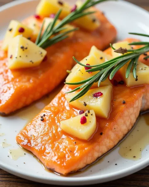 Salmón glaseado navideño con salsa de arándanos y piña 🎄🐟

Ingredientes:

 For the salmon :
 - 4 salmon fillets
- 2 tablespoons of olive oil
- 2 tablespoons of maple syrup
- 1 teaspoon of Dijon mustard
- 1/ 2 teaspoon garlic powder
- Salt and pepper to tas...