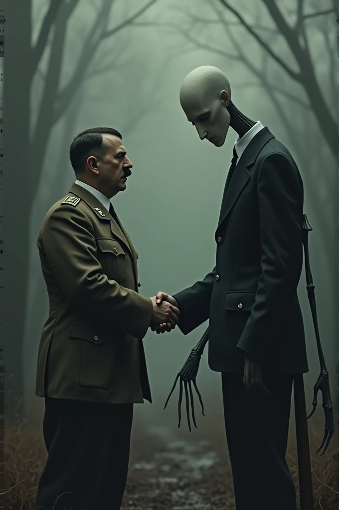 Hitler and Slenderman shaking hands