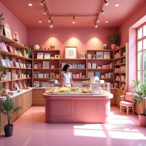 inside the Pink Stationery and Bookstore REALISTIC IMAGE NAME OF THE STORE UNIVERSO SABRINA
