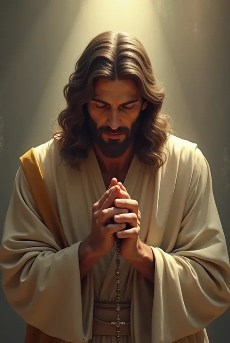 Jesus praying with rosaries     