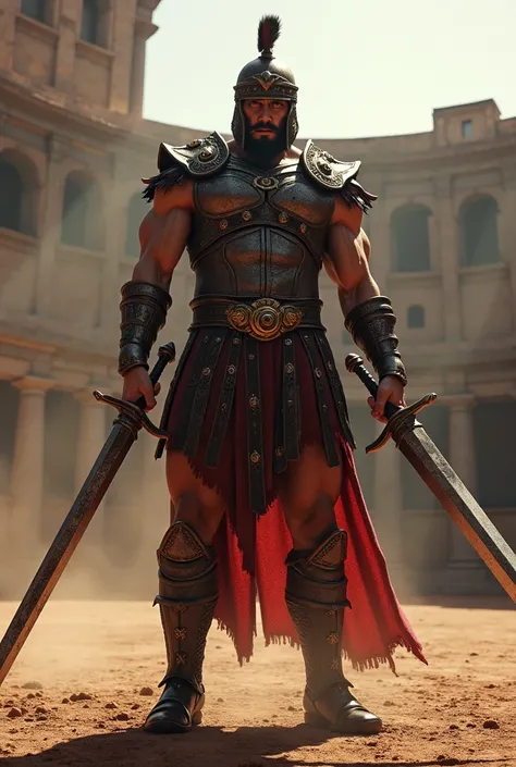 Image of a Gladiator with Two Wide Swords 