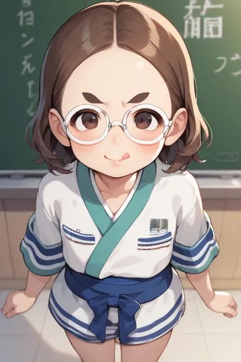 score_9,   score_8_up,   score_7_up,   score_6_up,   score_5_up, Anime BREAK，nsfw，    top quality ，masterpiece，(  detailed biography :1.2)， fisheye lens ，   a very young girl ， very short:1.3，Round face，baby face，Glasses， toddler figure :1.4，  flat chested...