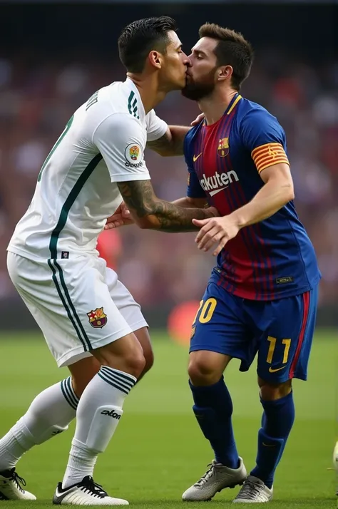 Make me Cristiano Ronaldo kissing Messi on his penis 