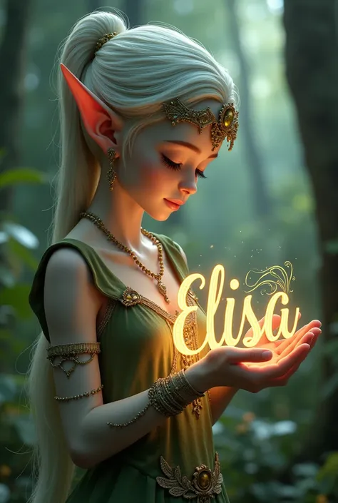 Elf who writes the name Elisa 3d