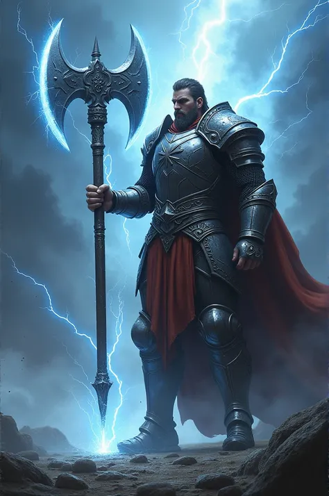 Knight with giant axe lightning and lightning