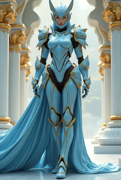 Woman in robot armor, Spirit Knight ,  The color of the image is blue .,  The design is based on European medieval knight armor., The overall shape is feminine, The face is protected by a mask, (((((Machines can be seen through the gaps in the armor..)))),...