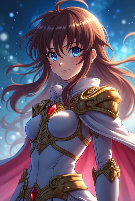 Brown-haired girl with blue eyes manga style Saint Seiya the lost canvas