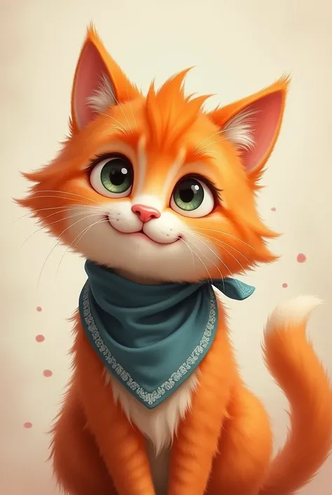 Red-haired cat with bandana with white details