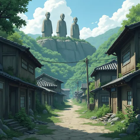 Village of Konoha abandon with a view on the stone status