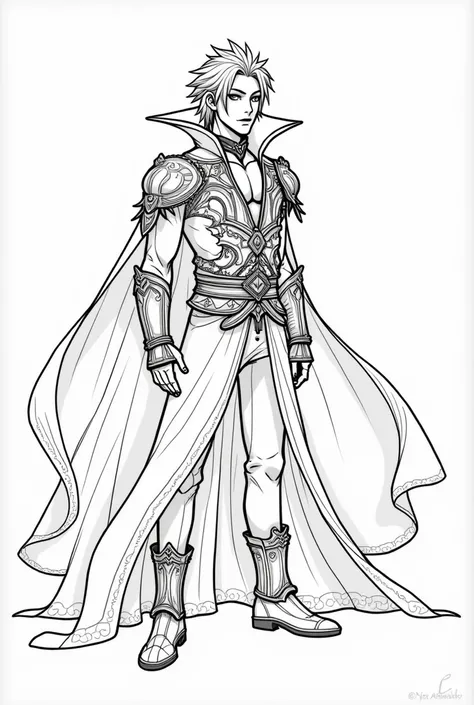 Final Fantasy Tactics Advance style drawing of a vampire, lineart, line of art coloring page , dibujo lineal simple, Arte de esquema, artistic