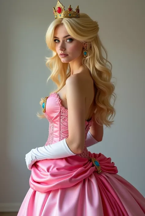 A girl cosplaying princess peach. Sexy. Great ass. Realistic girl, realistic proportions