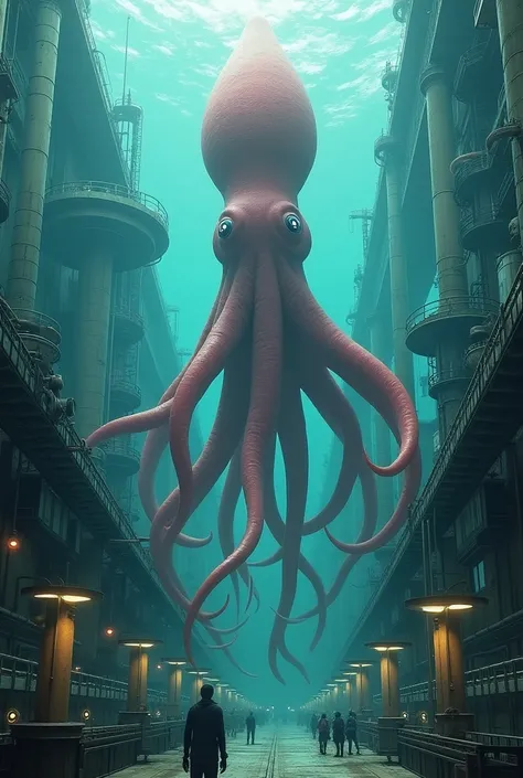 Create a picture of the widest squid farm