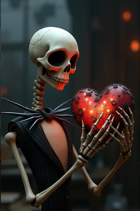 Christmas skeleton jack making a heart 