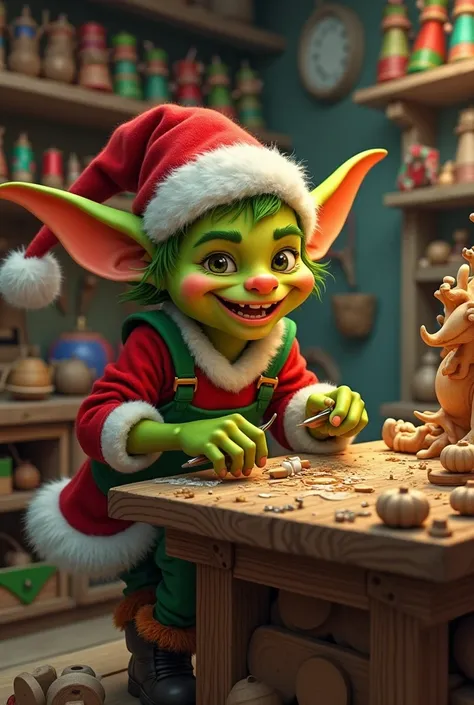 Very happy Santas goblin working realistically
