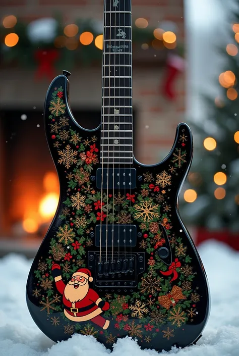 Electric guitar with Christmas design 