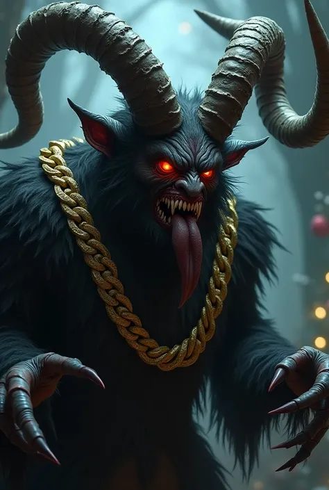 Picture of krampus with a gold chain on