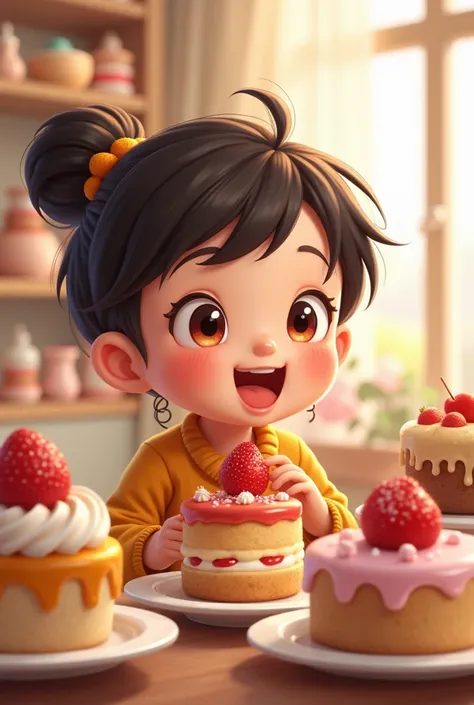 ren ren eating cakes