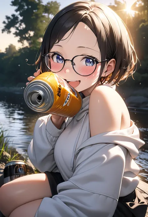 RAWphoto,photorealistic,8k16k,best quality,perfect anatomy,perfect detailed,ultra highres, extremely detailed eyes and face,gleaming skin,shiny skin,1girl,Japanese,black short hair,pixie cut, (wearing glasses:1.3),(parted bangs,forehead:1.2),round face,med...