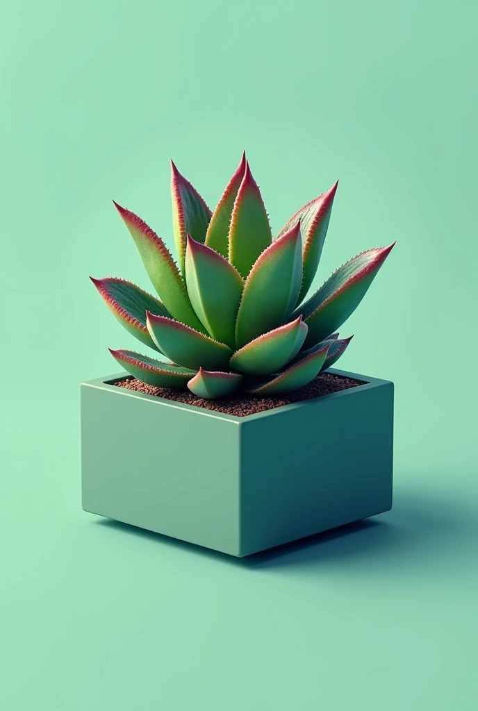 A logo of a succulent plant business in a square pot in dmdos dimensional