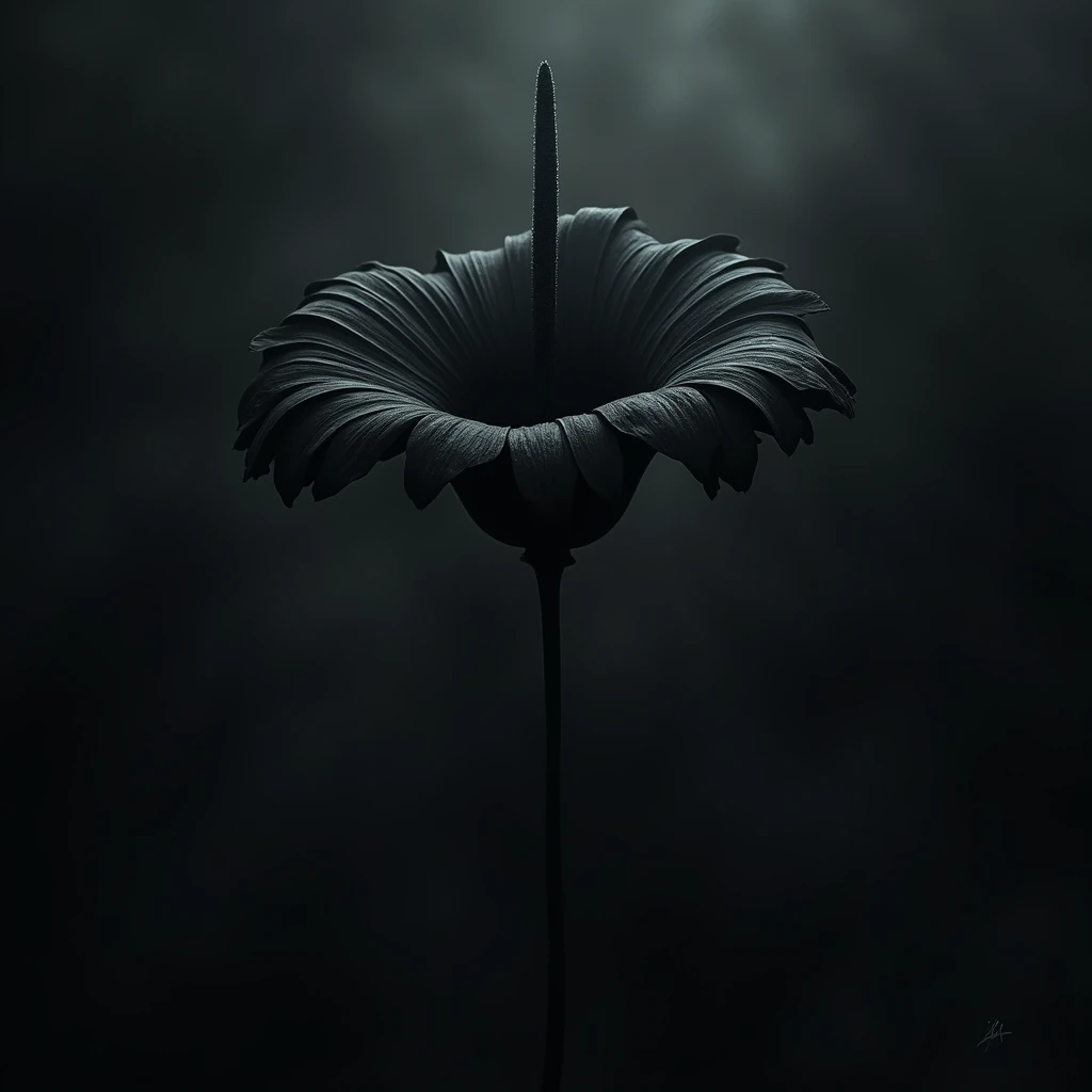 Black umbrella flower 
Dark background