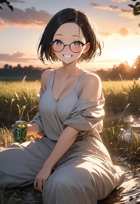 RAWphoto,photorealistic,8k16k,best quality,perfect anatomy,perfect detailed,ultra highres, extremely detailed eyes and face,gleaming skin,shiny skin,1girl,Japanese,black short hair,pixie cut, (wearing glasses:1.3),(parted bangs,forehead:1.2),round face,med...