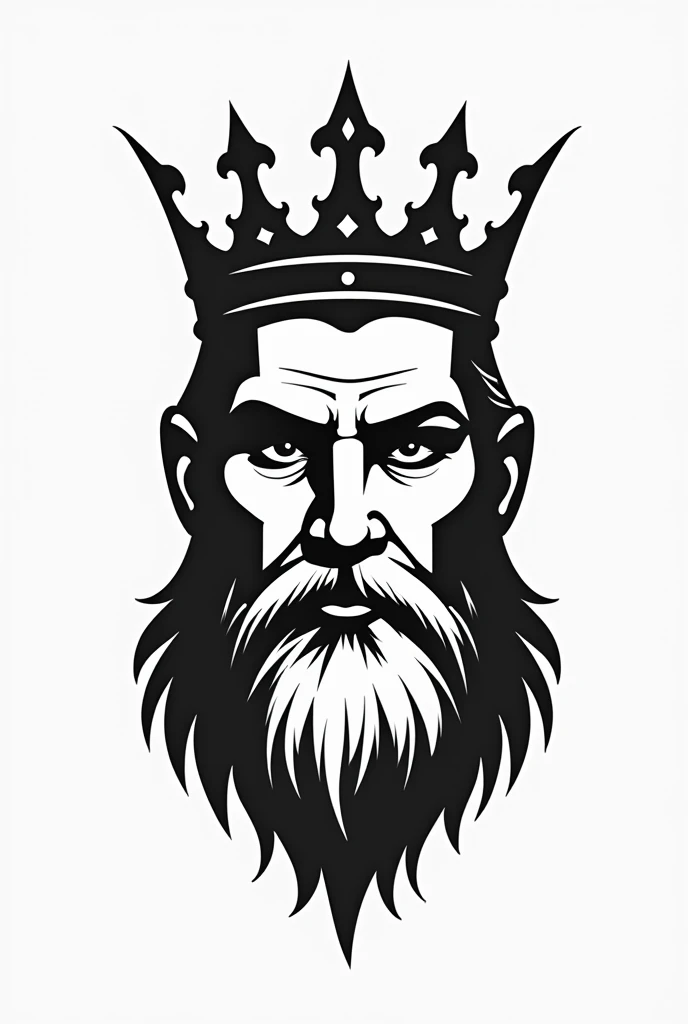 Icon of the head of a king, hatch, elegant, only outline, COLORLESS