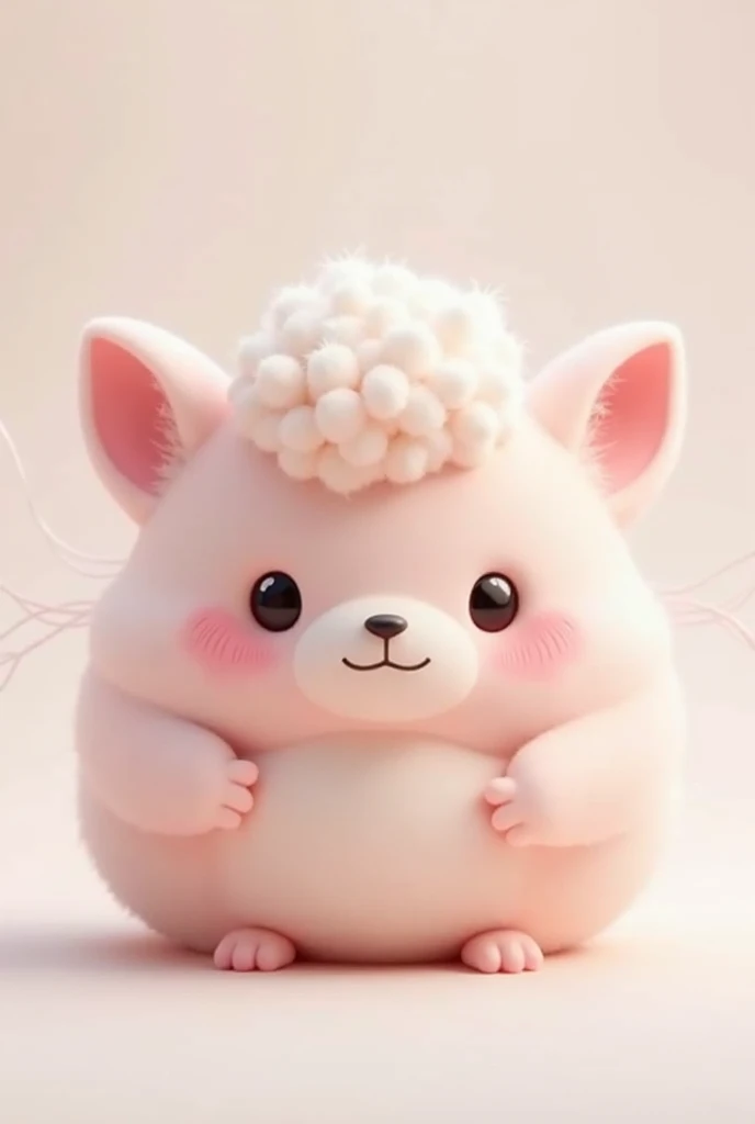 Cute round body with fluffy hair, pastel pink tones. Clear image