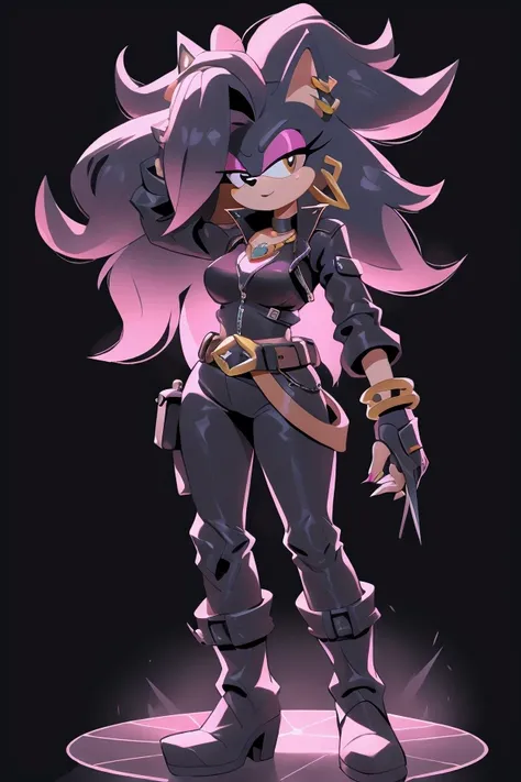 A female character with characteristics used in the IDWs Sonic universe.whole body.CHARACTERISTICS;hedgehog .outfit;Oshen-i,bracelet,necklase,earrings,gadget belt,mercenary.clothes, high boots colors are ;dark red and black, she has the unique ability to s...