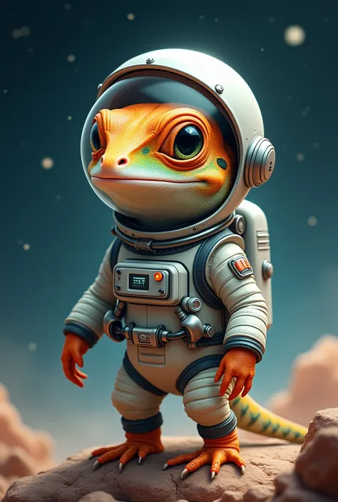 Little lizard in astronaut clothes 