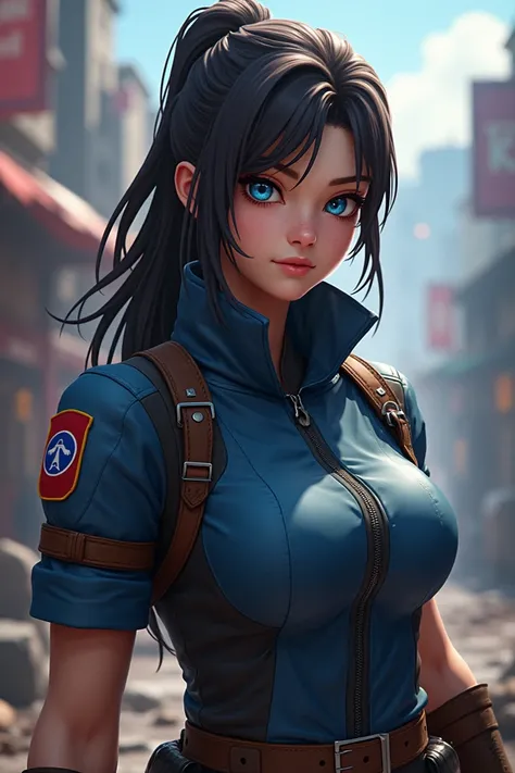 Free Fire character wearing second-pass boner wearing a blue-eyed team blouse