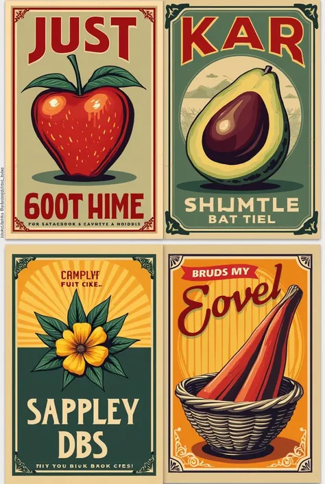 Create vintage posters without people in the background with other different things like food or flowers