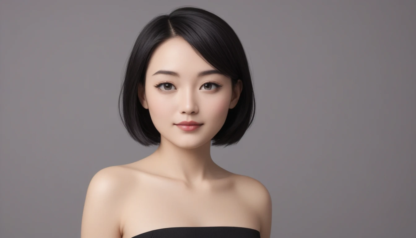 8k,ultra high resolution,Best Quality, masterpiece,rule of thirds,golden ratio,photograph, 1 Girl,One Woman,(Girl:1.3),cute,beautiful eyes,Details,masterpiece,Girl:1.2, Japanese women,Young Wife,extream close up,smile,Black hair,bob cut,ID photo,future,Bru...