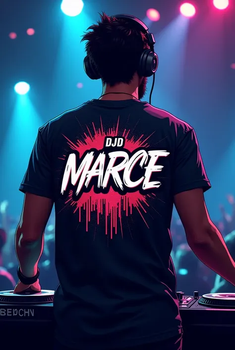 Marce DJ t-shirt logo on the back