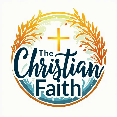  Create a logo for  "God is my flag "  that has a circular shape with a creative and modern frame. The style should be lively.  It includes symbols of the Christian faith ,  like a cross or a dove .  Use colors that represent faith , like gold and blue .  ...