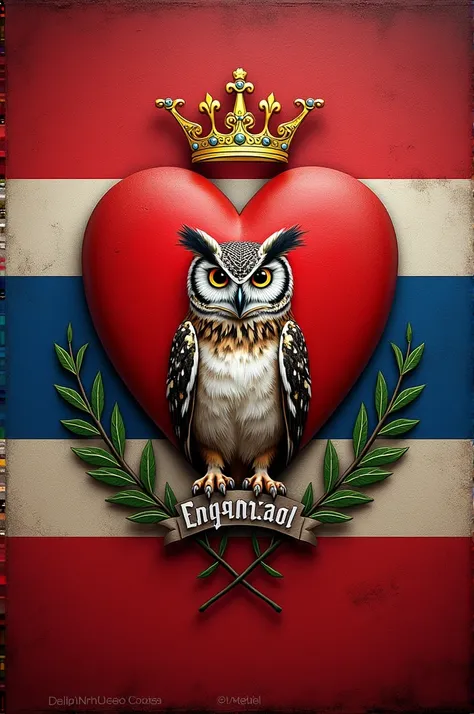 Bandera de Esparza puntarnes Costa Rica ,  behind a heart that holds an owl inside its heart says Liceo De Esparza