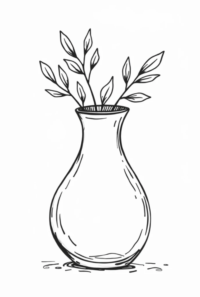 Cute vase coloring book Drawn with thick black and white line and the inside is empty