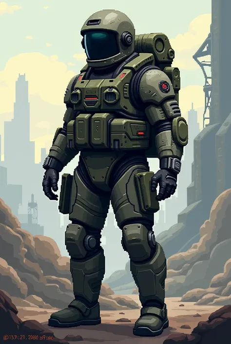  Astronaut in suit style to the game Call of Duty Black Ops 1, pixelated for 2D game 