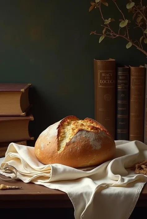 Still life that evokes teaching and education with bread  