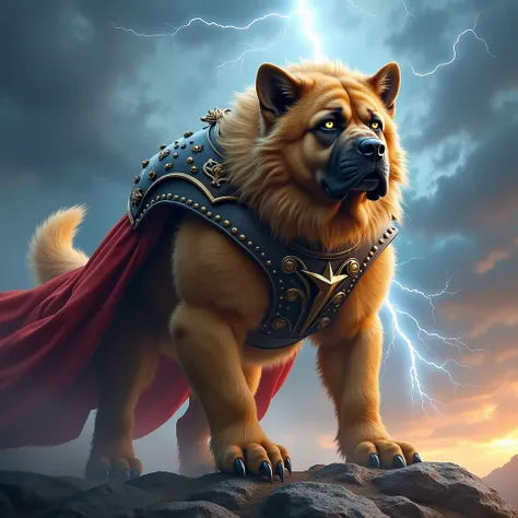 Mastiff dog mixed with AN THOR SUPERHERO