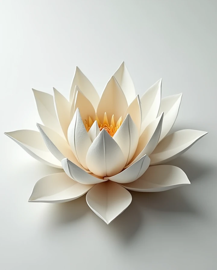 Create an image of a lotus flower based on folded paper 