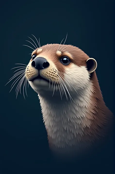  Create a sea otter using the lineart .  technique Just draw the otters head and do it to the right of the image. Add a dark blue background , Please 