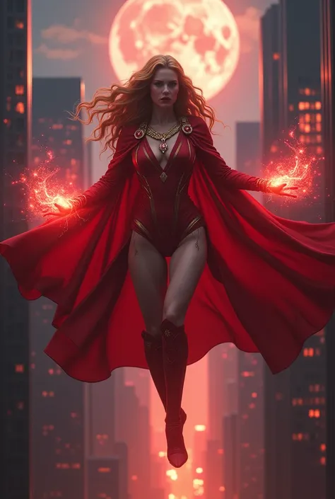 (((START AFRESH))): Provide an 18 year old NUDE female (((completely NUDE:2.0))) Scarlet Witch (from the X Men) avatar, with large and plump breasts, hiper-realistic UHD 8K looking of nordic ancestry, very tall, light skin:2.0, with long wavy auburn hair f...