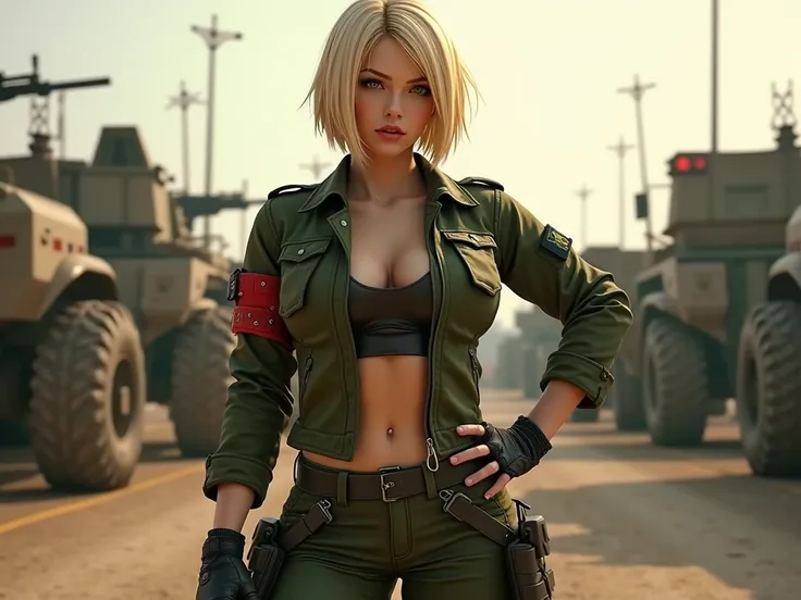 For Instagram, Woman, Asian, longhair, Blonde, curvy skinny, bigboobs, green eyes, redlips makeup,  huge ass, longblouse neckline, blouse neckline neckline, huge tits,Create a highly detailed and hyper-realistic image of a female character cosplaying as Le...